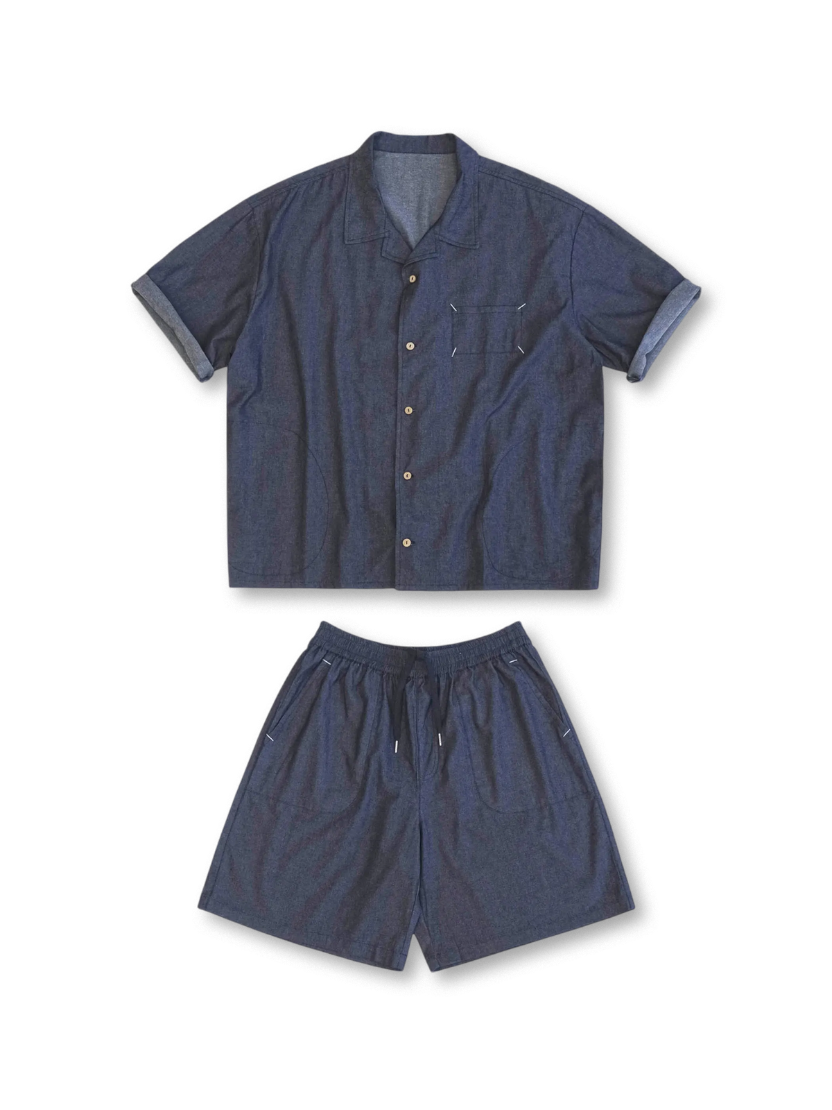  デニムキューバシャツ＆ショーツセット全体

