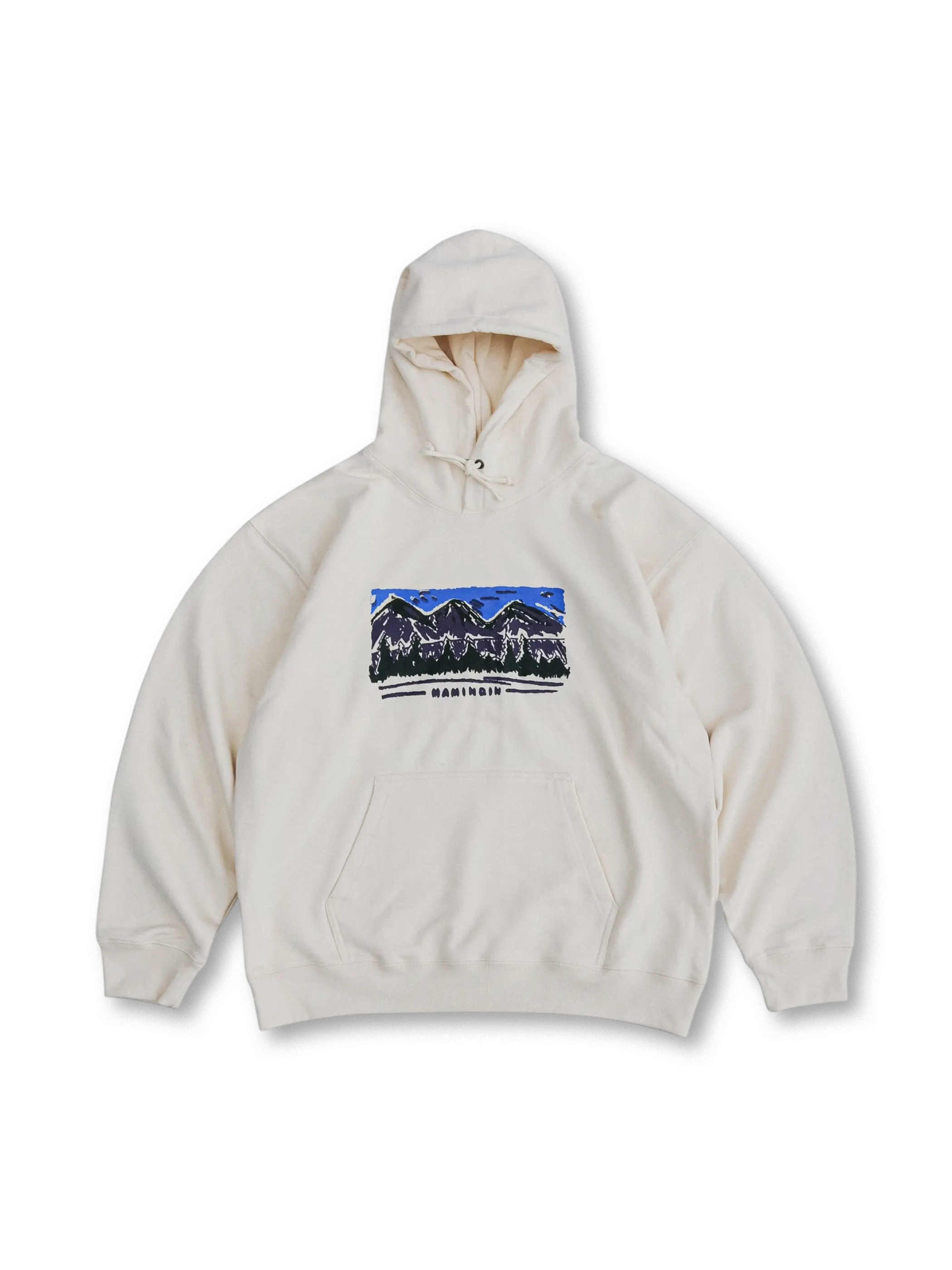 山岳プリント入りフーディ全体