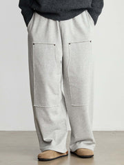 スタッズ付きパッチポケット スウェットパンツ