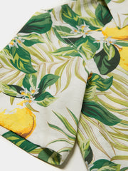 レモン柄 白アロハシャツ