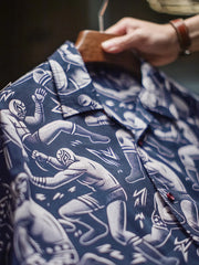 マスクレスラー総柄アロハシャツ正面ビュー
