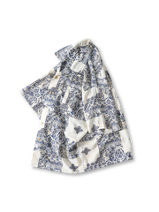 青白タイル柄キューバシャツ