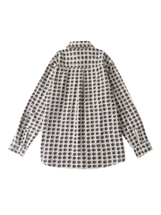 大きめドット柄の長袖シャツ、胸ポケット付き