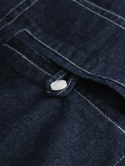二色デニムパネルシャツ