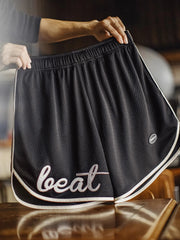 ブラックダブルレイヤーメッシュショーツ正面ビュー
