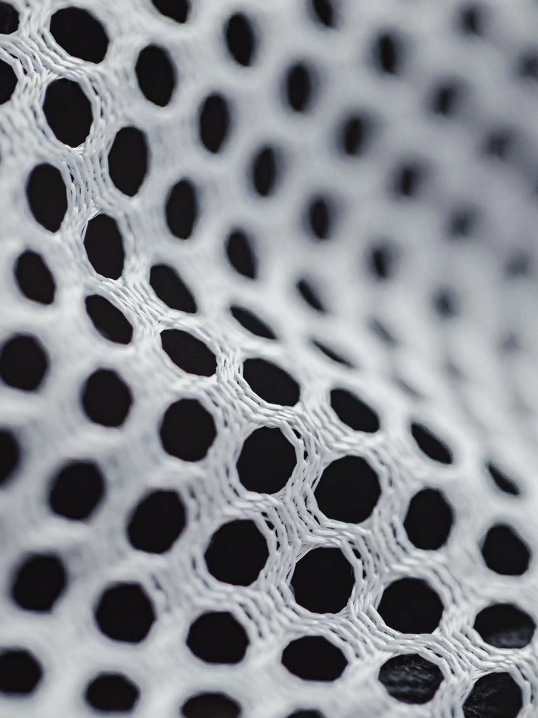 メッシュパネルがサイドに施された5パネルキャップ、フロントにラウンド型のワッペン