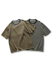 マルチカラーとモノトーンのボーダーTシャツ2色展開