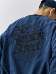 ネイビー切り替え刺繍スウェット