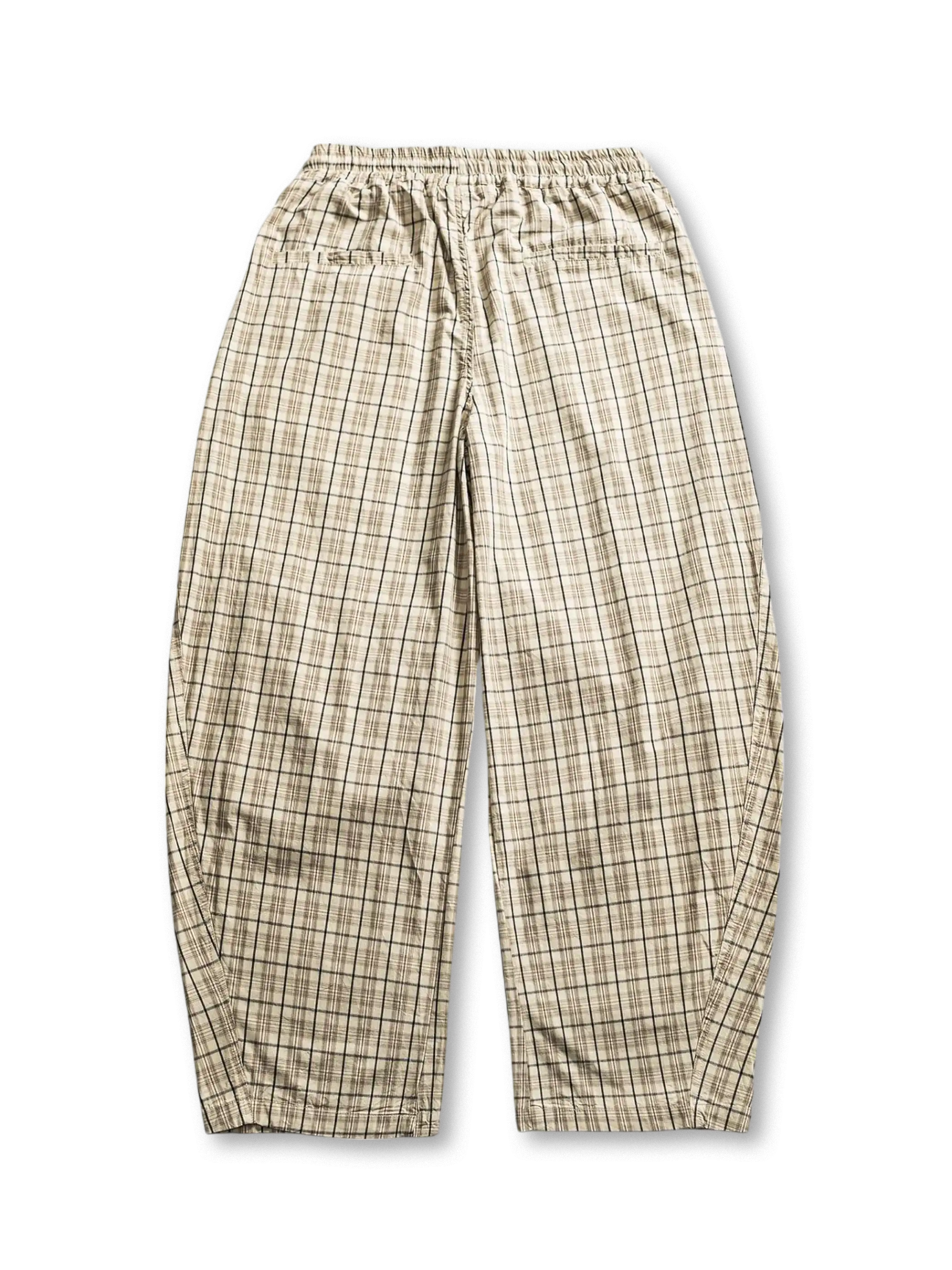 チェック柄のワイドパンツ、ウエストゴム仕様
