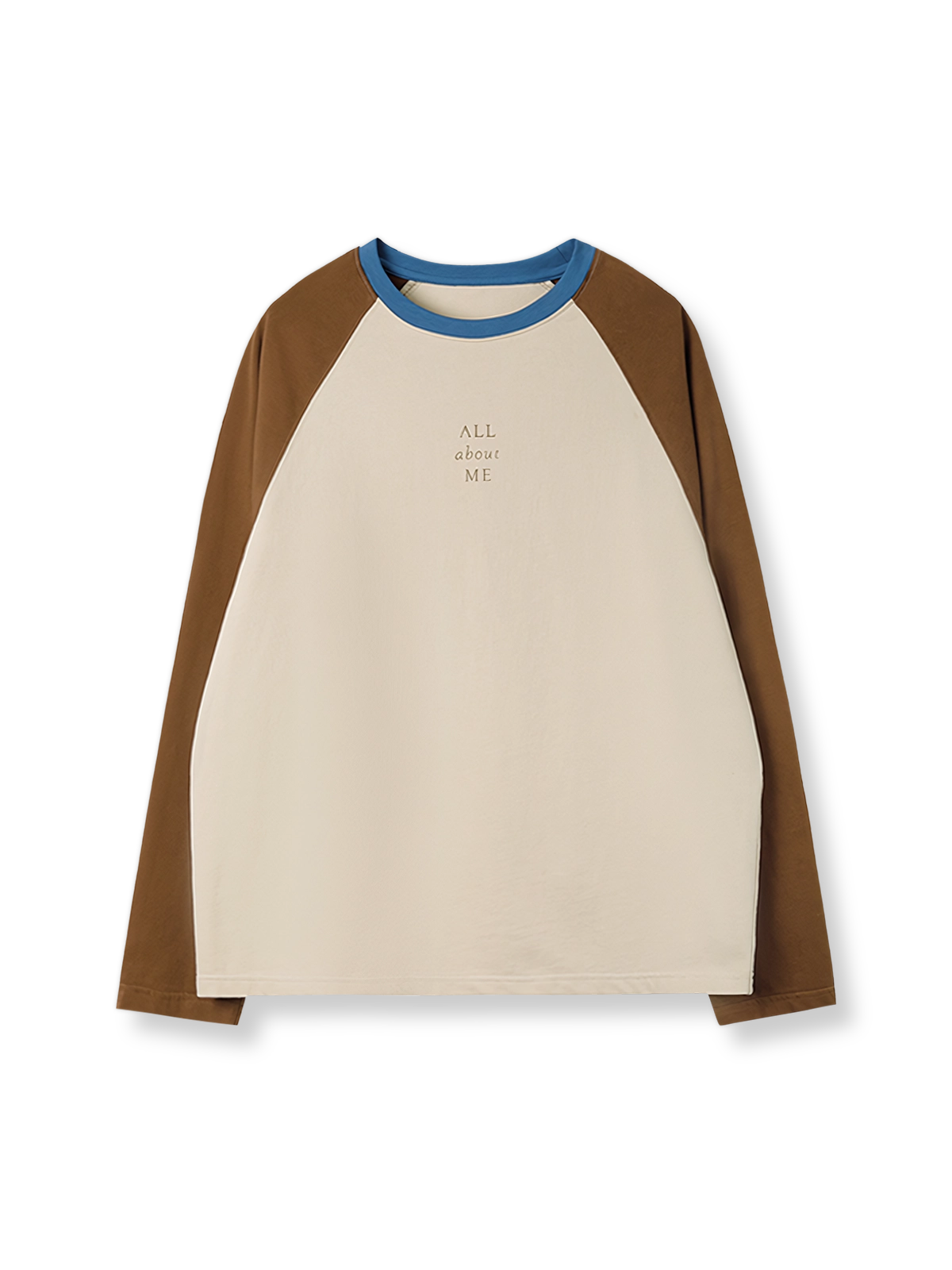 製品画像: 配色ラグランスリーブスリム長袖Tシャツ正面図