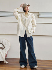 ライトベージュリラックスカジュアルシャツ