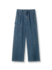 製品画像: レトロデザイン高腰デニムパンツ正面図