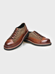 パッチワーク 牛革レザーハンドメイドシューズ