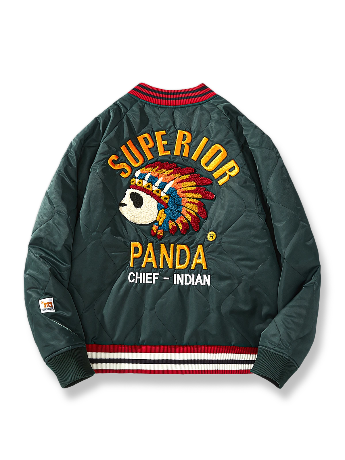 パンダ酋長刺繍 入りベースボールジャケット