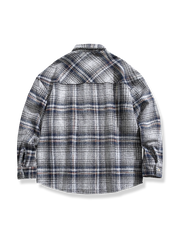 レトロ チェック 厚手 長袖シャツ