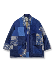 刺子プリント パッチワーク はんてん