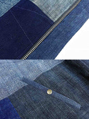 藍染め パッチワーク ベースボールジャケット