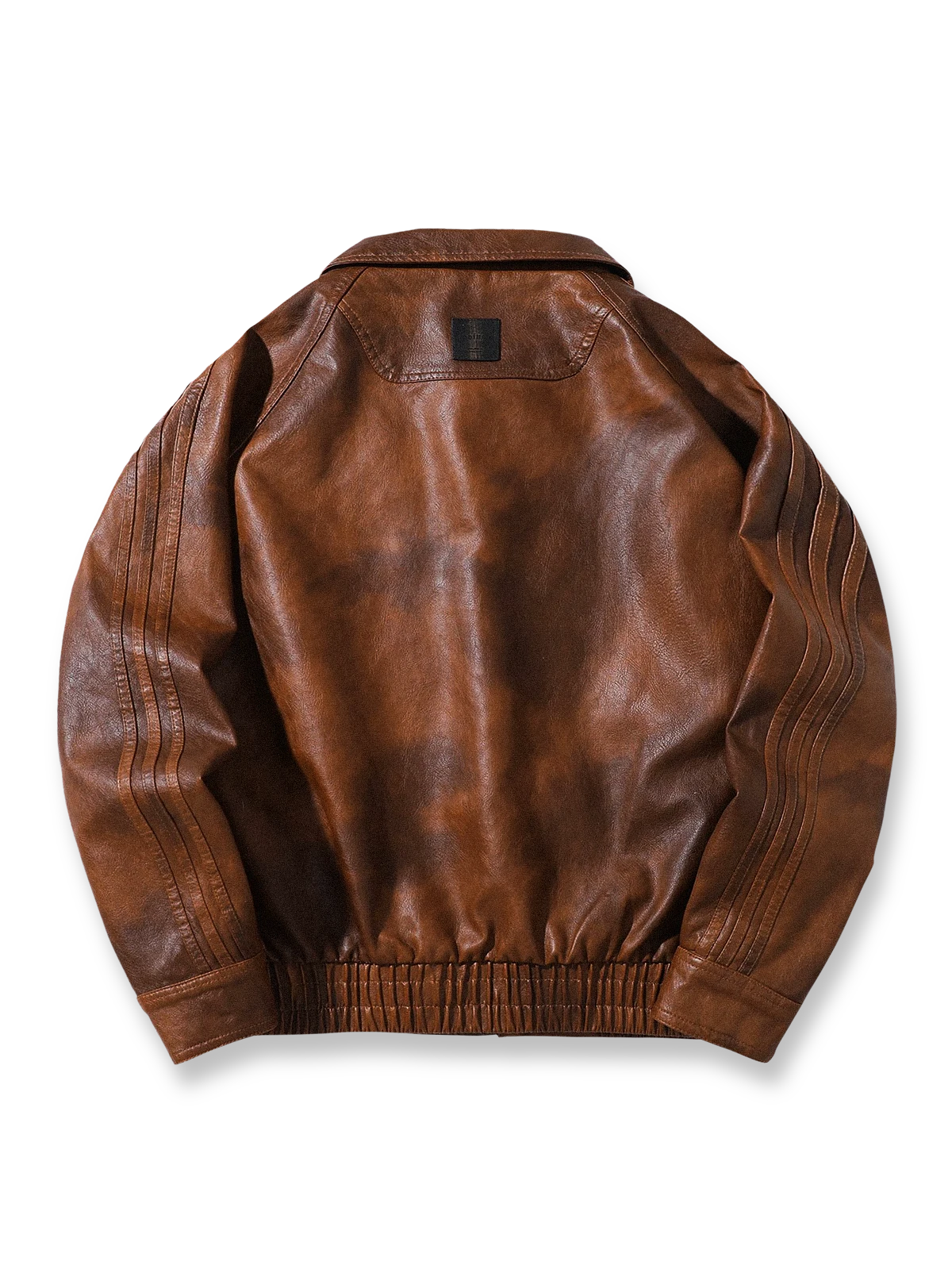 製品画像：
クラシックな3本ラインデザインの高級PUレザージャケット。ミラードデザインと柔らかな手触りのPUレザーを使用し、現代的でファッショナブルな雰囲気を演出。エラスティックデザインの袖口と裾で防風性も高め、秋冬シーズンに最適。

詳細画像：
高級PUレザーのジャケット、3本ラインデザインで現代的なスタイルに。肩部分の滑らかなカッティングとゆったりシルエットが、カジュアルで快適な着心地を提供。袖口と裾のエラスティックデザインが防風性を向上。