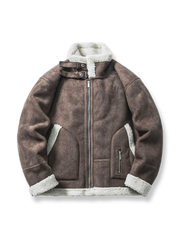 非対称襟 2WAY レザーファージャケット