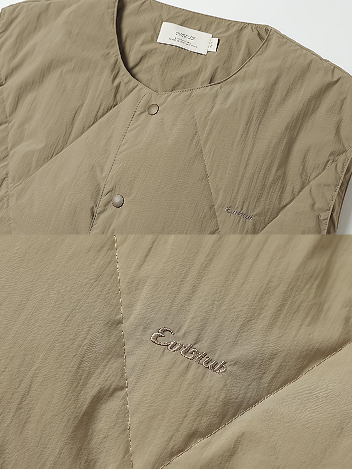 製品画像: 撥水加工ダイヤキルティングダウンベスト全体展示 - 防水機能があり、90%ホワイトダックダウンを使用した高品質ダウンベスト。

詳細画像: ダイヤキルティングデザインと撥水加工素材のディテール展示 - 冬のアウターに最適なスタイリッシュなデザイン。