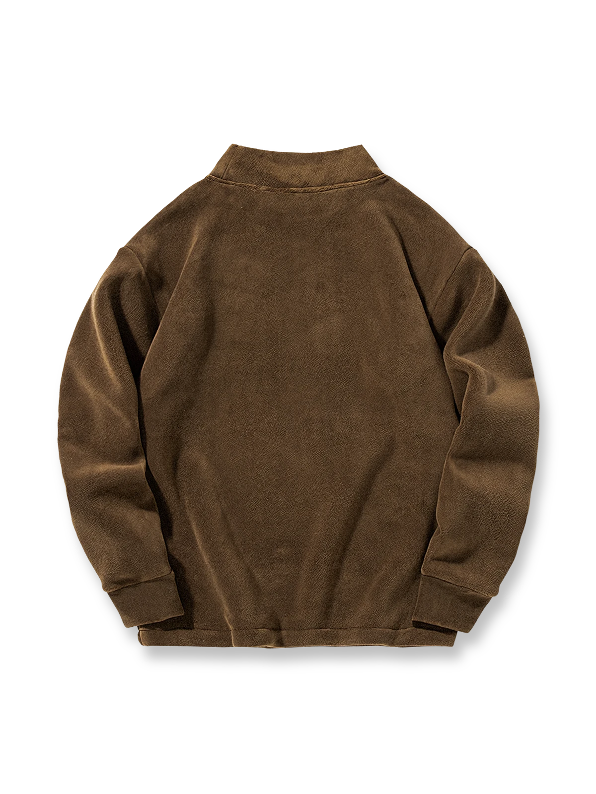 製品画像：
フリース素材を使用したモックネックスウェット。5色展開で、柔らかな手触りと優れた保温性が特徴。厚手でありながら、着心地は快適で、レイヤードスタイルにも最適なデザイン。

詳細画像：
中厚のフリース素材を採用し、伸縮性に優れたモックネックスウェット。防風性と保温性を兼ね備え、ルーズフィットのシルエットで快適な着心地。ポリエステル94.6%とスパンデックス5.4%の配合により、柔軟で動きやすい。