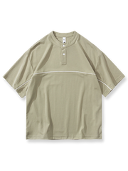 ヘンリーネックパネル半袖Tシャツ