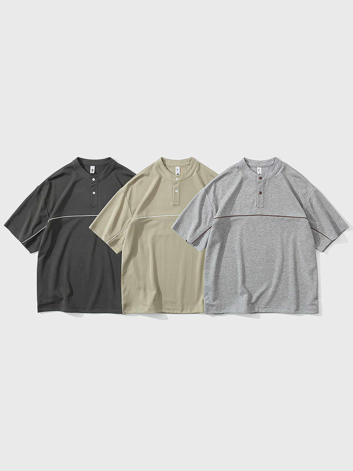 ヘンリーネックパネル半袖Tシャツ