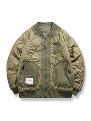 異素材コンビ キルティング 中綿フライトジャケット