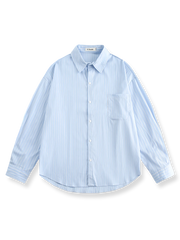 2色展開 ストライプ柄長袖シャツ