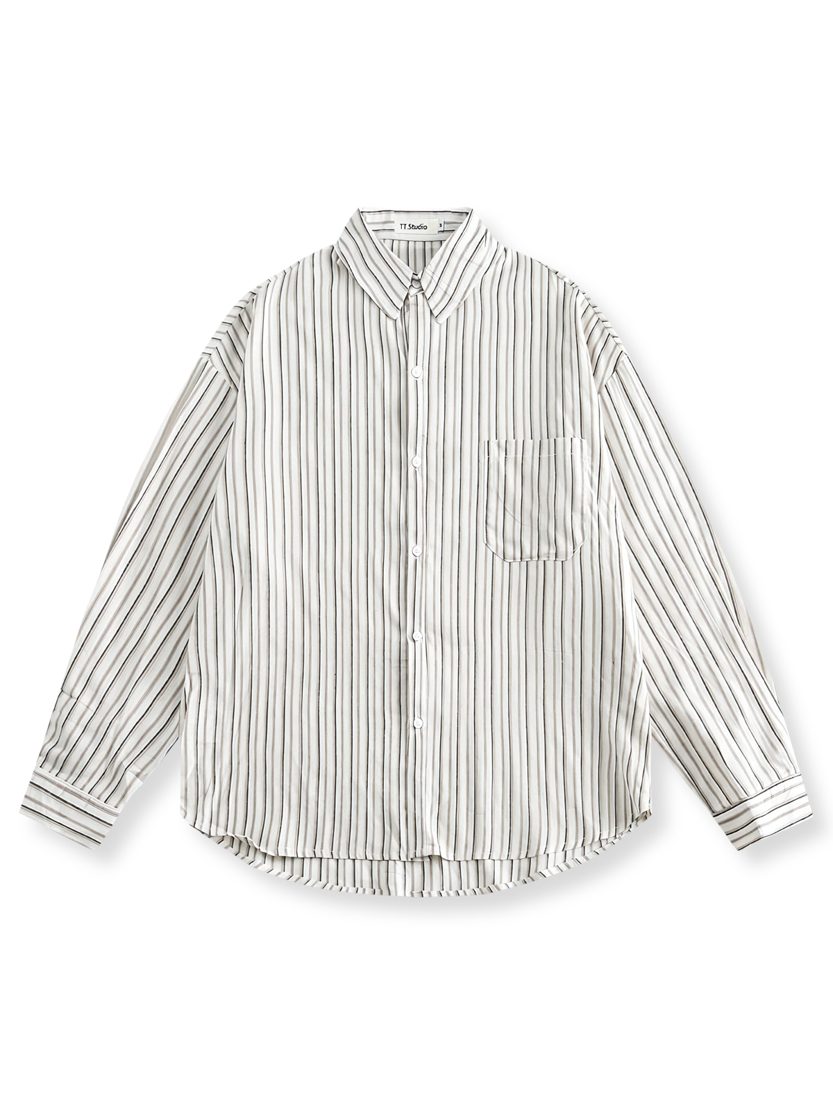 ストライプルーズフィットカジュアルシャツ