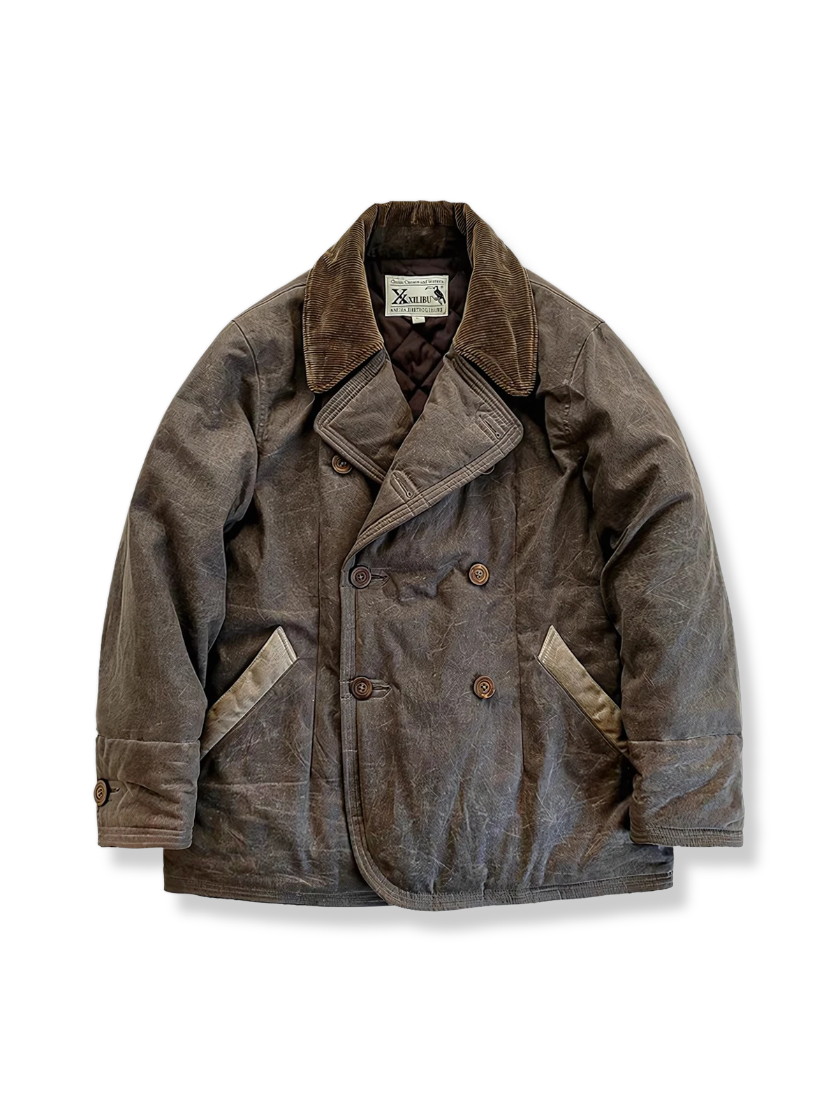 ワックス加工 ダブルブレストコート