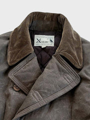 ワックス加工 ダブルブレストコート