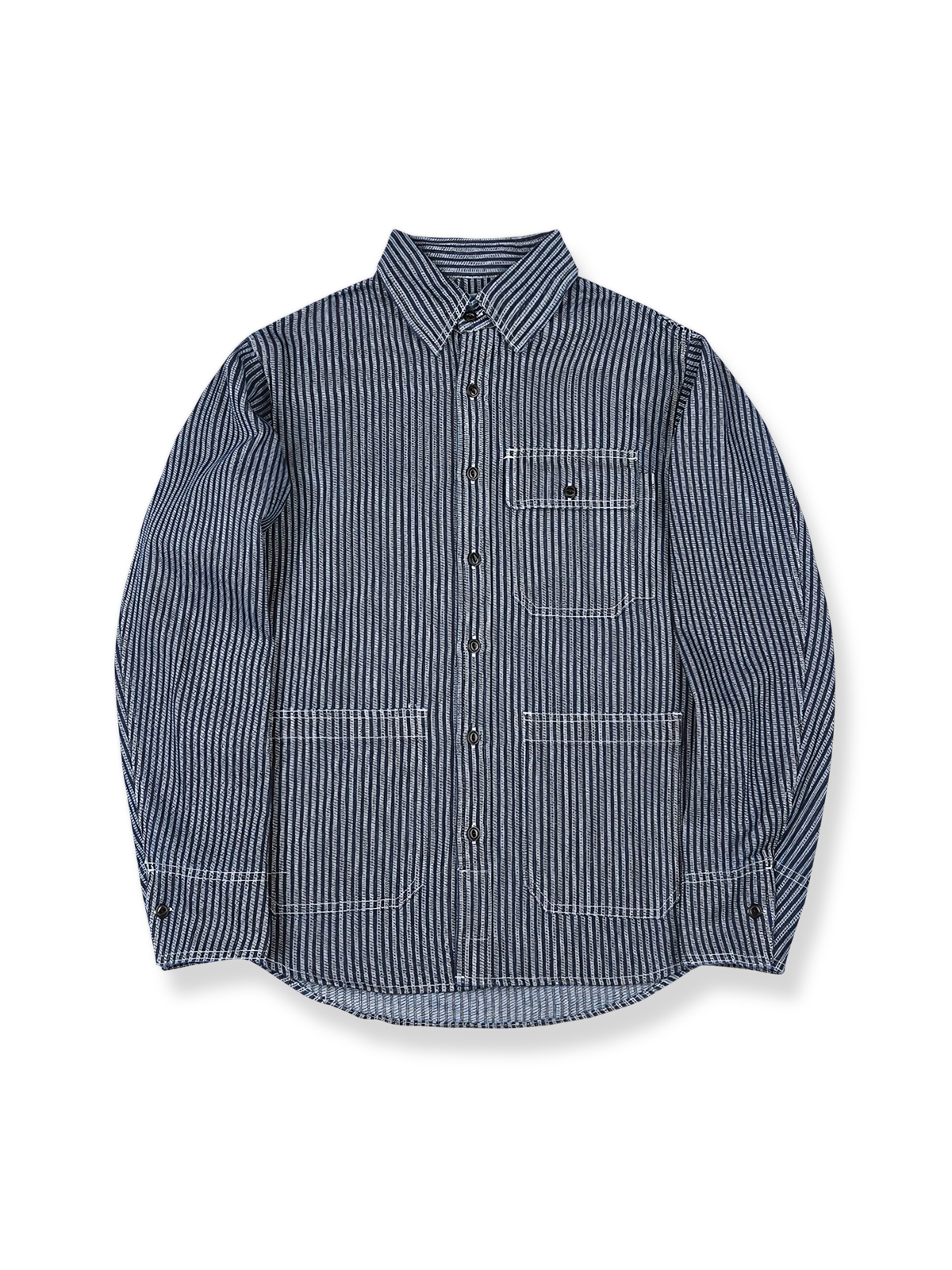 ストライプ ワークデニムシャツ