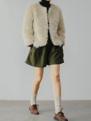 ノーカラー フリースジャケット