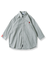 五分袖ストライプシャツ