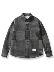 ヘリンボーンパッチワークウールシャツ