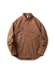 開襟長袖ワークシャツ