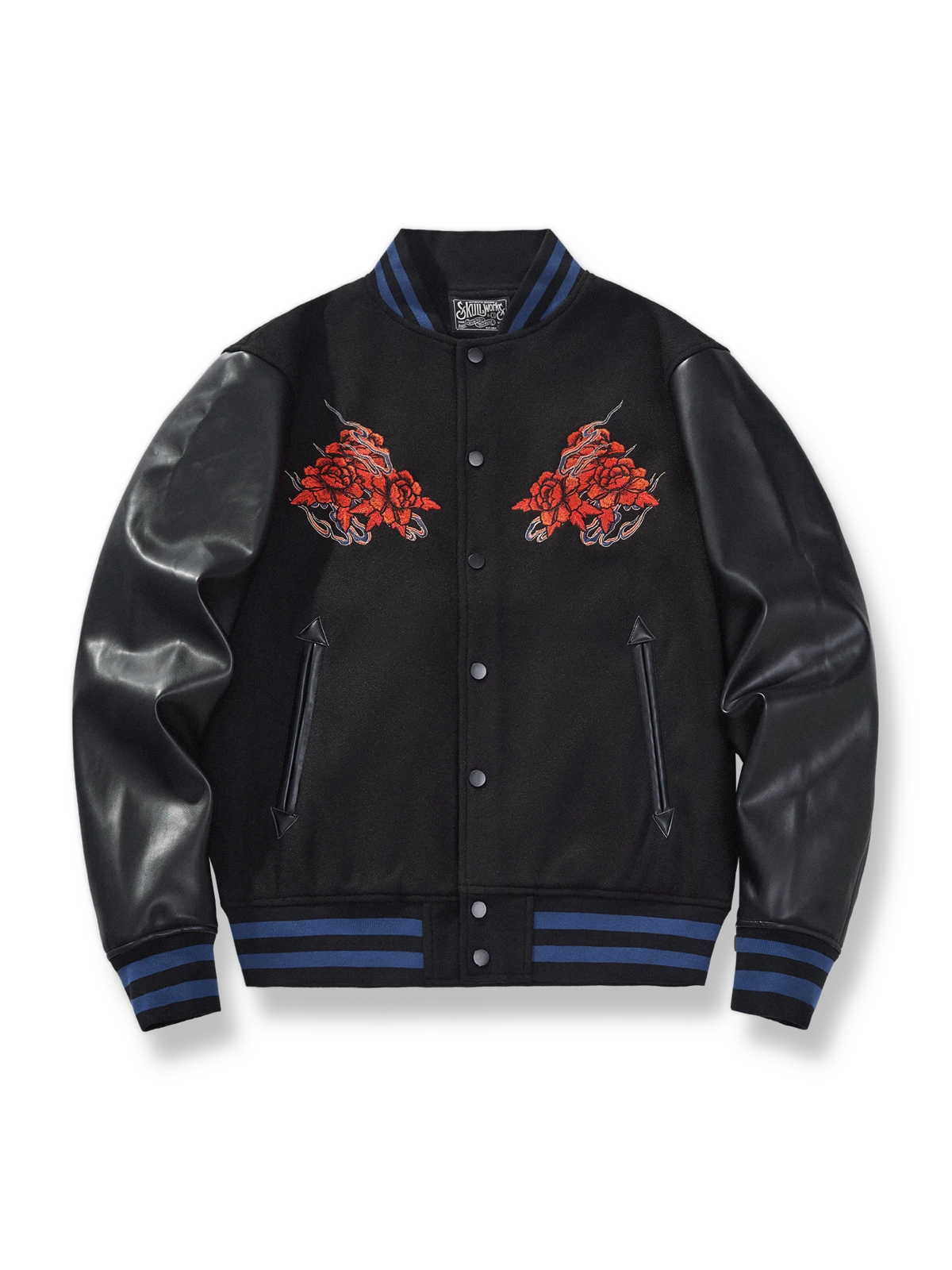 鷹刺繍 レザー袖 スーベニアジャケット