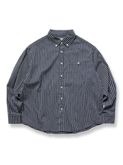 格子ラウンドヘム長袖シャツ