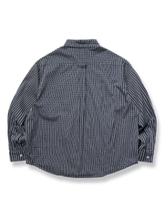 格子ラウンドヘム長袖シャツ