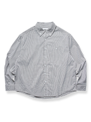 格子ラウンドヘム長袖シャツ