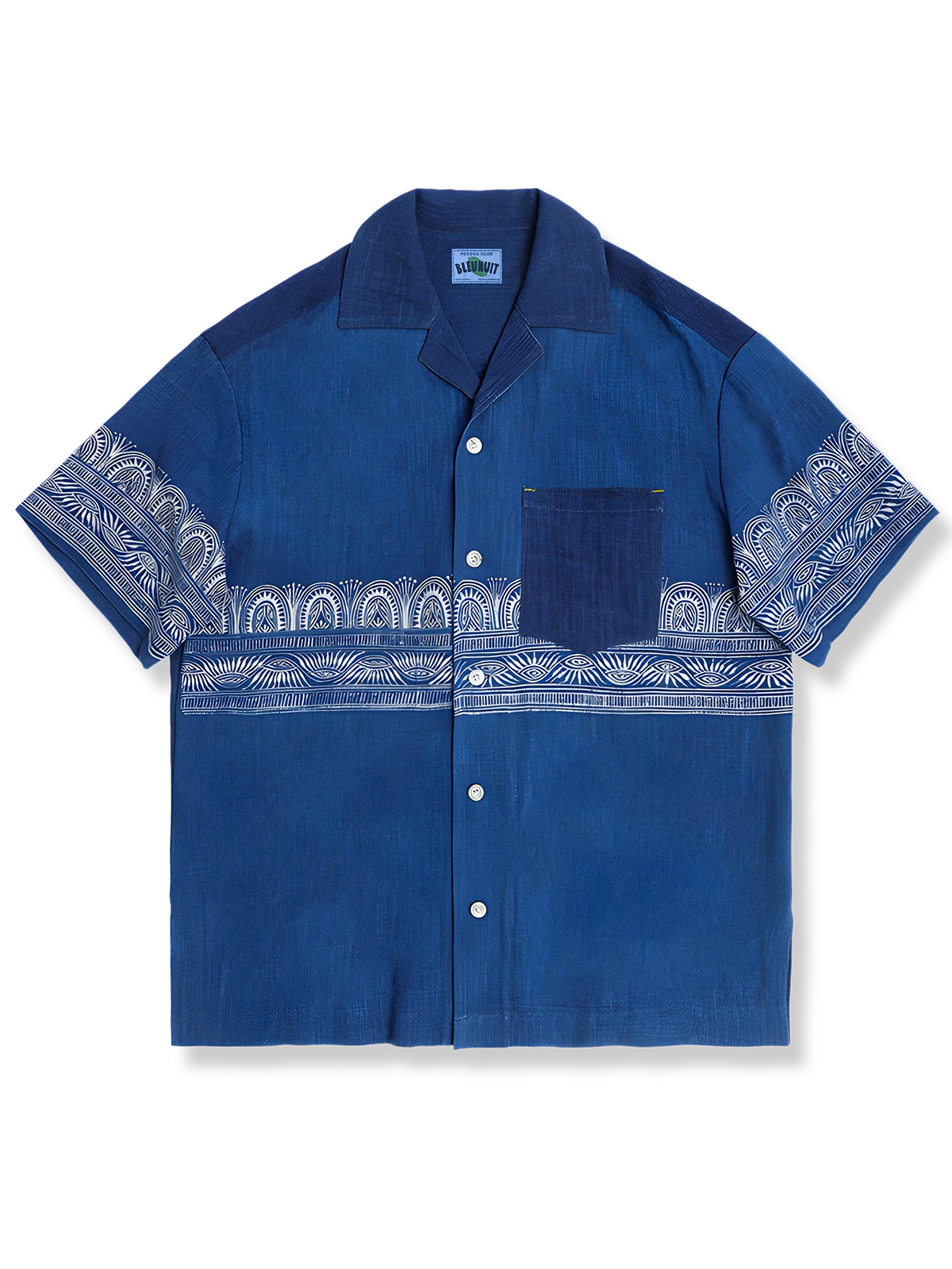 職人手作り 蝋結染め柄入り シャツ