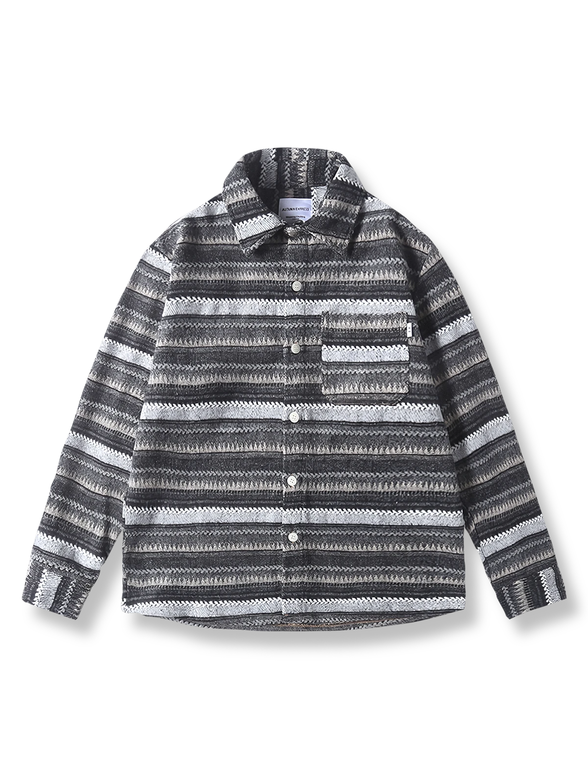 エスニック ジャガード総柄長袖シャツ