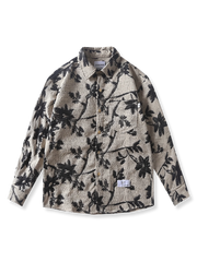 水墨画風プリント ワントーンシャツ