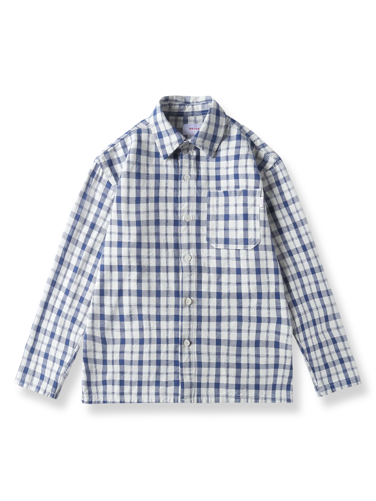先染めブルーチェック柄　コットンワークシャツ
