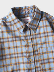 先染めチェック柄シワ防止ワークシャツ