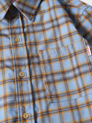 先染めチェック柄シワ防止ワークシャツ