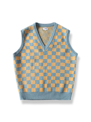 チェッカーボード柄 ニットベスト