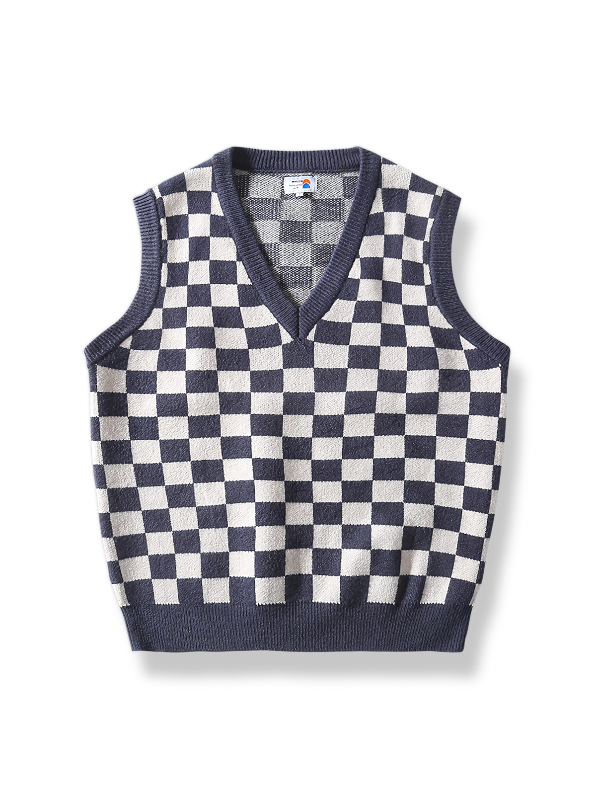 チェッカーボード柄 ニットベスト