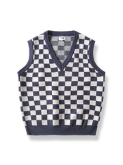 チェッカーボード柄 ニットベスト